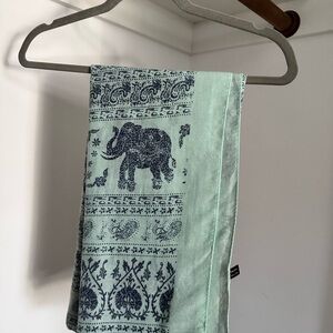 Elephant Print Scarf in Light Blue and Navy